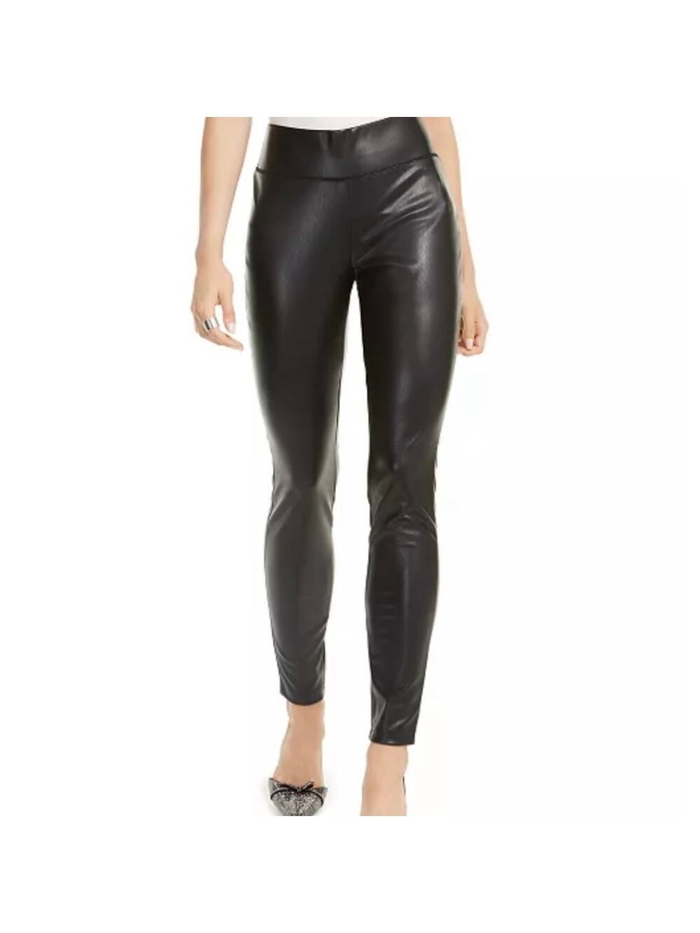 INC International Concepts NWT Black Faux Leather Pull-On Legging - size 10